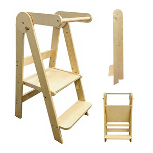 Chaise haute multifonctionnelle en bois pour bébé, hauteur réglable avec ceinture de sécurité pour tout-petits et enfants - Product Image 1