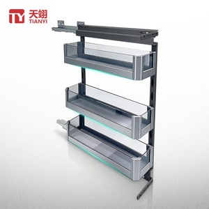 TIANYI Modern 3-Tier Side Mount Pull Out Kitchen Cabinet Organizer <b>Slim</b> Sliding Three-Layer Spice Rack Seasoning <b>Storage</b> Basket - Product Image 2