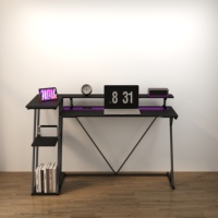 Bureaux informatiques ergonomiques modernes avec prises électriques, table d'ordinateur de bureau en bois avec étagère, table de bureau en gros