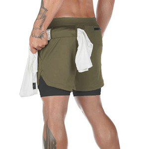 Shorts de course pour hommes, shorts de sport 2 en 1, séchage rapide, entraînement, fitness, jogging, pantalon court d'été pour hommes - Product Image 2