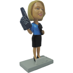 Custom journalist <span class=keywords><strong>statue</strong></span> for sale colors painted 7'' tall female sculpture home decoration resin reporter bobblehead doll - Product Image 3