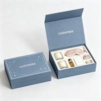 Boîte cadeau magnétique de luxe avec logo personnalisé, bleu poussiéreux, étoile argentée, avec insert en velours pour bougie, masque pour les yeux, huile essentielle, spa, vente en gros