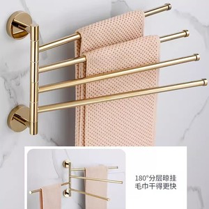 Standard Pa Foldable Copper Towel Rack 4 Bar <b>Light</b> Gold <b>Bathroom</b> Towel Holder - Product Image 5