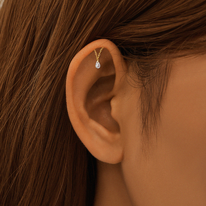Single 925 Sterling Silver 18K Gold Plated Zircon Flat Back Cartilage <b>Helix</b> Piercing <b>Stud</b> <b>Earrings</b> Engagement - Product Image 5