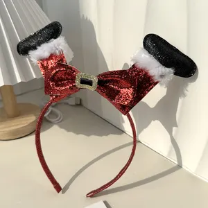 Christmas Party Inverted Feet Hairbands Sequins Bow Snowman Elf Legs Headband For Kids Adult Xmas Hair Hoops