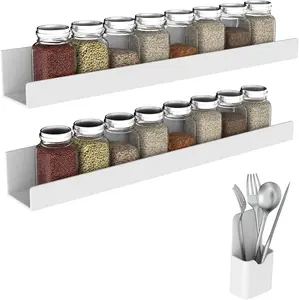 2 pcs removable strong magnetic shelf wall mounted spice shelf acrylic spice rack for refrigerator Metal storage cabinet