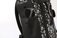 Sac à Dos Homme Classique à Double Poche, Style Mode, Marque Célèbre, en Cuir PU, Doublure Polyester, Imprimé Crânes Personnalisé, Idéal Hiver