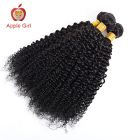 Rambut Manusia India Mentah Grosir, Bundel Rambut Keriting Kinky, Ekstensi Rambut Remy, Kutikula Tersusun Rapi, Rambut Virgin Apple Girl 10-26 Inch