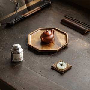 Guanlan Walnut Wood Octagonal <b>Tea</b> Tray With Lid Household Solid Wood Dry Brewing Tray For Kung Fu <b>Tea</b> <b>Set</b> Storage - Product Image 4