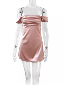 Mini abiti da donna Sexy da festa da donna a forma di croce plissettata a forma di croce irregolare avvolgente con collo rotondo a <span class=keywords><strong>maniche</strong></span> <span class=keywords><strong>lunghe</strong></span> - Product Image 3