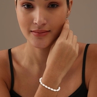 Coeur OT fermoir chaîne 6-7mm eau douce cultivée naturel riz perle perlée Bracelet pour femmes cadeaux d'anniversaire