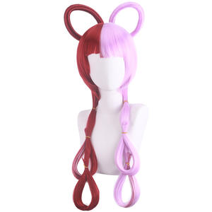 Peluca de Personaje de Anime de One Piece para Niños, Talla de Gorra, 65 cm de Largo, Mitad Morada, Mitad Roja, Peluca de Cosplay de Uta para Niños - Product Image 2