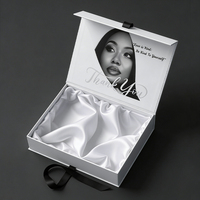Boîte d'emballage personnalisée de luxe en papier pour flacon de soin de la peau avec ruban, boîte cadeau magnétique avec impression dorée pour lot de cheveux