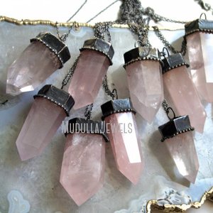 NM40505 Women Large Rose Quartz Crystal Healing Stone Point Obelisk Pendulum Pendant Necklace <strong>Witch</strong> Wicca Gift <strong>Jewellery</strong> - Product Image 4