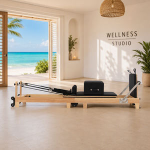 Cama de Pilates <span class=keywords><strong>Plegable</strong></span> de Roble Macizo, Certificada por la CE, Máquina de Entrenamiento Multiusos <span class=keywords><strong>Plegable</strong></span> para Estudio y Hogar - Product Image 4