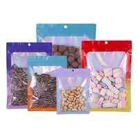 Sachet d'emballage laser coloré transparent à fenêtre, refermable avec fermeture éclair, pour bijoux, montres, lunettes et boucles d'oreilles, pour l'exportation