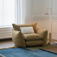 Moderner Designer-Loungesessel, Strukturierter Gewebter Stoff Komfortabler Sofastuhl für Wohnzimmer Schlafzimmer Hotel Heim-Möbel