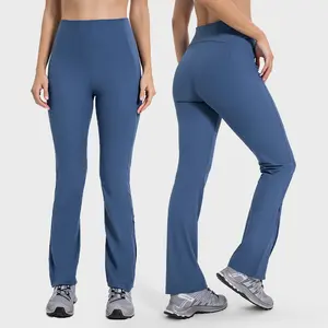 Calças leggings femininas de cintura alta para ioga, calças largas macias com zíper lateral, leggings esportivas para mulheres, atacado