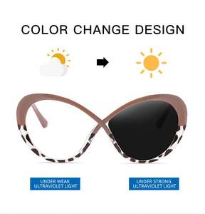 Gafas de Sol con Logotipo Personalizado 2025, Montura Ovalada de Moda, Lentes con Cambio de Color, Fotocromáticas, Anti Luz Azul, para Mujer - Product Image 2