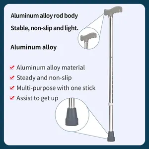 Aluminum Alloy One-legged Crutch With High Load-bearing And Adjustable To Assist The Elderly To Use Crutches