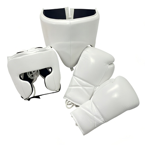 Ensemble de boxe en cuir de vachette de qualité supérieure avec logo personnalisé en gros, comprenant des gants de sparring professionnels, un protège-tête intégral et un protège-glandes. - Product Image 1