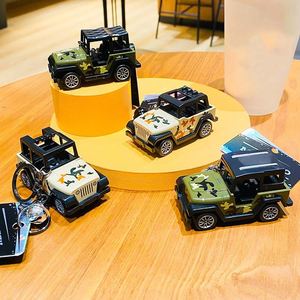 Hot Selling Plastic Metal Keyring Schoolbag Pendant Car Keychain Mini Cartoon Camouflage Jeep <b>Model</b> Keychains - Product Image 1