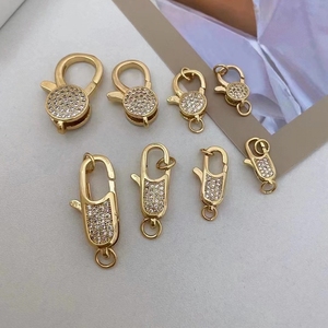 Bán Buôn Đồ trang sức thành phần phát hiện 18K mạ vàng Micro Pave Cubic Zirconia paved lớn trái tim hình bầu dục tôm hùm móc cài - Product Image 5