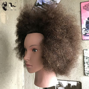 Tête de mannequin africaine en <span class=keywords><strong>cheveux</strong></span> humains naturels Remy indiens, style <span class=keywords><strong>Afro</strong></span> Yaki bouclé, 8 pouces, pour la pratique en salon, tresses et coupes de <span class=keywords><strong>cheveux</strong></span> - Product Image 6
