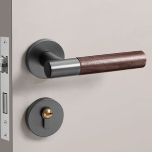 Ensemble de poignées de <span class=keywords><strong>porte</strong></span> intérieures en gros, finition grain de bois doré, style moderne et minimaliste, serrures de <span class=keywords><strong>porte</strong></span> en alliage d'aluminium pour la maison - Product Image 5