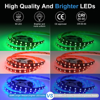 Bande LED intelligente SMD 5050 RGB ESann, prix d'usine, 12V, PCB noir, 60 LED, contrôle par application, pour téléviseurs