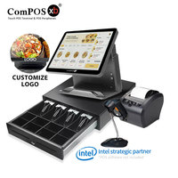 Nouveaux systèmes de point de vente, caisse enregistreuse 15 pouces, fabricant OEM, terminal tactile tout-en-un, Windows, aluminium