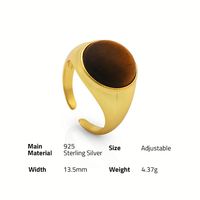 Chris april Fine Jewelry Bague chevalière minimaliste en argent sterling 925 plaqué or pour femme