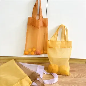 CH Custom Cute Shopping Organza Tote Bag Mesh Organza Pouch Christmas Wedding Gift Bag Organza Fabric Strong Tote Bag