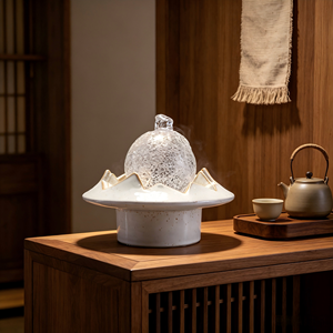 Fontaine <span class=keywords><strong>d</strong></span>'eau de table en céramique mouchetée en forme de montagne avec sphère de perles de cristal, <span class=keywords><strong>d</strong></span>écoration zen orientale vue sur la montagne - Product Image 4