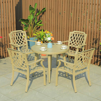Nouveau design Fauteuils de jardin Ensemble de table Chaises de table modernes en fonte d'aluminium avec revêtement en poudre Parfait pour les salons extérieurs