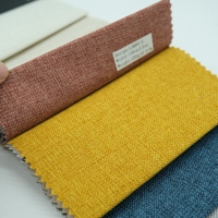 Tissu d'ameublement 100 % polyester tissé Dobby teint aspect lin pour rideaux et meubles, faux lin anti-taches et hydrofuge – Collection 2025
