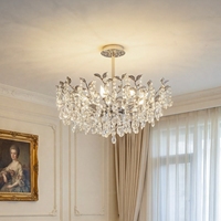 Lustre circulaire moderne de luxe en cristal pour salon, escalier duplex, salle à manger minimaliste, couloir, style crème