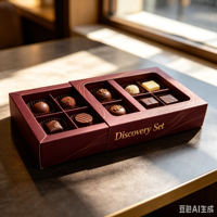 Boîte à tiroir en papier pliable avec logo personnalisé, dorure à chaud, 10 fenêtres, pour bonbons, chocolats et macarons, idéale pour les pâtisseries