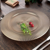 Assiettes de présentation de luxe modernes pour mariage, en verre, électroplaqué or, écologiques, avec logo personnalisé, pour la maison, vente en gros