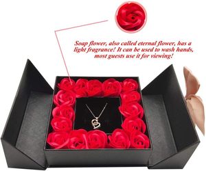 Caja de Regalo para Joyería con Lazo, Logotipo Personalizado, Estilo Simple, Caja de Papel de Lujo con Diseño de Rosas, Caja Magnética para Regalo de Joyería - Product Image 3