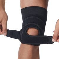 KS-2327 # Rodillera de neopreno con soporte para rótula y almohadilla de silicona, correa de compresión transpirable, rodillera elástica abierta superior