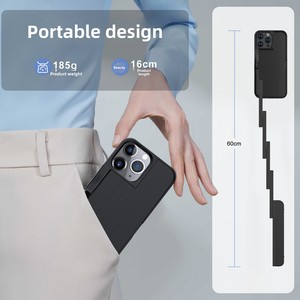 Étui de téléphone <span class=keywords><strong>portable</strong></span> avec perche à selfie en alliage d'aluminium, design <span class=keywords><strong>portable</strong></span> avec lumière d'appoint et anti-tremblement pour iPhone 17, 16, 15 - Product Image 4