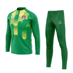 Custom Blank Green Sublimation Print Polyester Football Kids Tracksuit Set Design Your Own Tracksuit High Quality