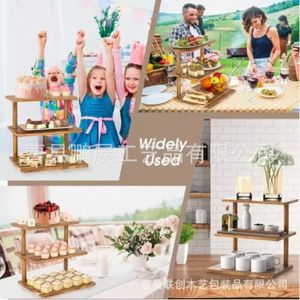Pengzhan Three Layer Solid Wood Display <b>Tray</b> Multifunctional For Home Dining <b>Tea</b> Serving - Product Image 3