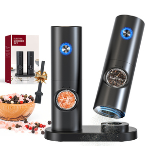 Hot Selling 2 Pcs Battery Operated Electric Spice Mill Plastic Automatic Salt <b>Pepper</b> <b>Grinder</b> Set with Led Light - Product Image 5