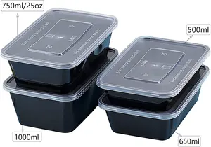 Bento-contenedor de plástico desechable con tapas para comida, caja de almuerzo para llevar, microondas, 28, 32 oz, 500ml, 1000ml, 1, 2, 3, 4, 5, 7 compartimentos