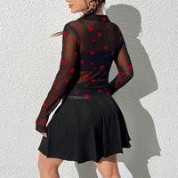 Primavera otoño manga completa Casual malla blusas mujeres camisas señoras Sexy Tops ropa mujer al por mayor