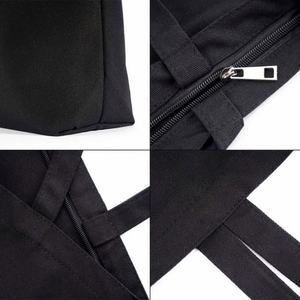 Sac fourre-tout personnalisé avec logo de marque, nouvelle mode 2025, noir et blanc, coton naturel, toile recyclée, sacs à bandoulière pliables pour le shopping - Product Image 6