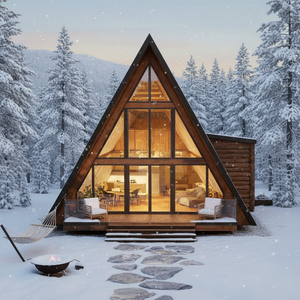 Villa de luxe à ossature en A, à faible hauteur, isolée thermiquement, maison modulaire préfabriquée, mini-maison triangulaire pour appartement, chalet préfabriqué - Product Image 5