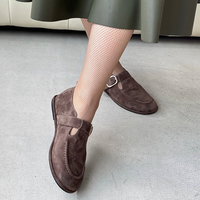 Mocasines Planos Casuales Retro para Mujer, con Cordones, Correa Ajustable, Transpirables, Ligeros y Cómodos para Uso Diario, Otoño, Verano, Primavera